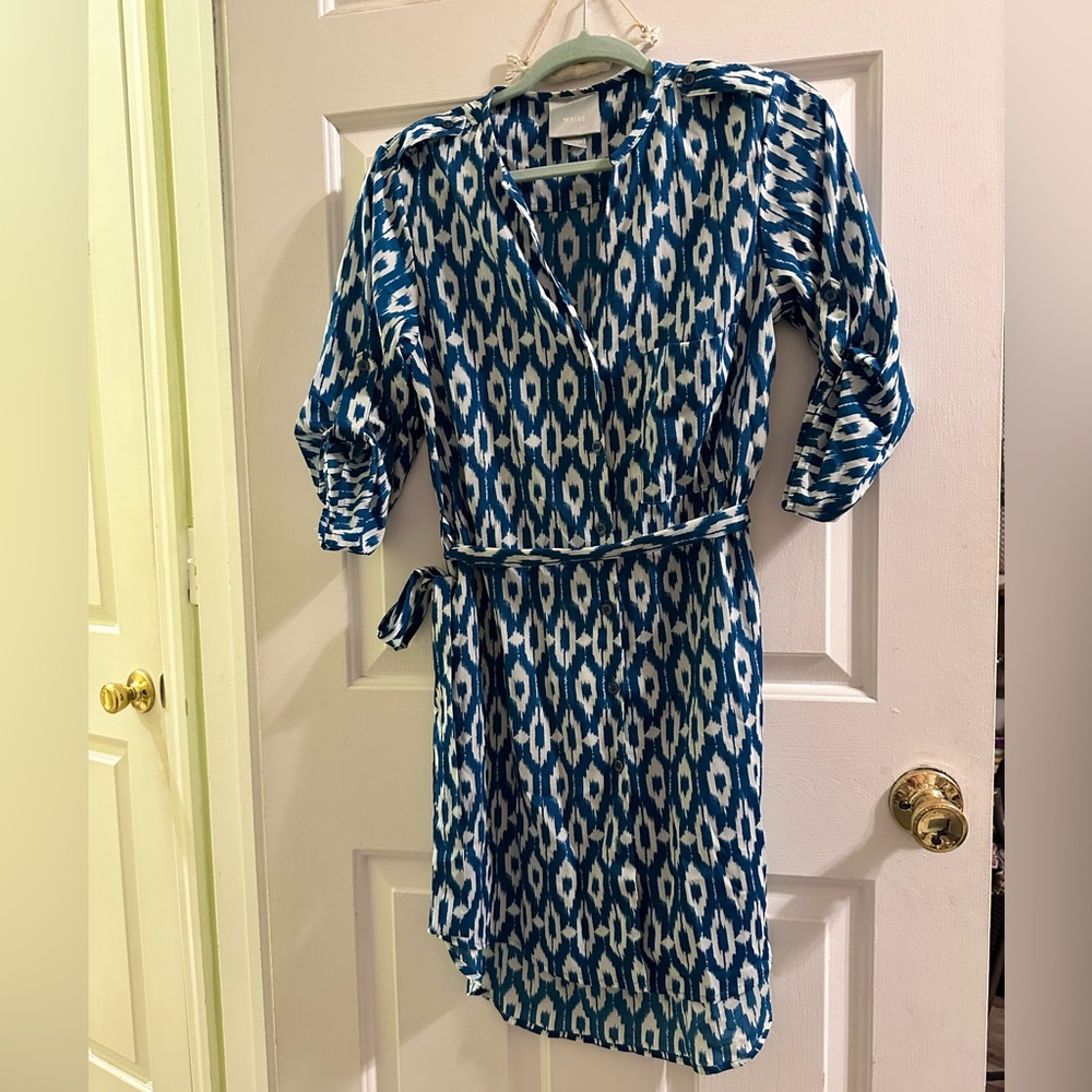 Anthropologie blue geometric summer dress